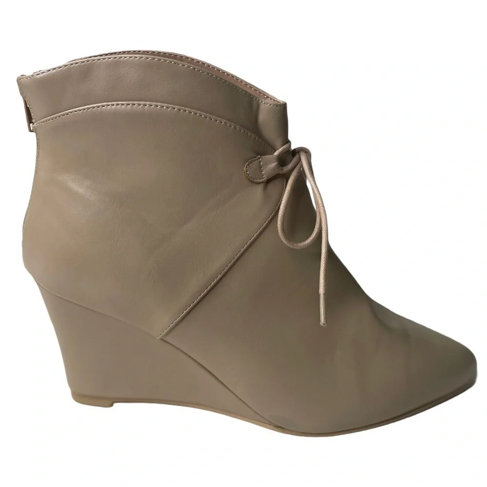 Allegra K Women’s Nude Colored Wedge Ankle Boots